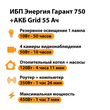 ИБП для котла Энергия Гарант 750 + Аккумулятор Grid 55 Ah 12 v (450Вт - 67мин) - ИБП и АКБ - ИБП для котлов - Магазин электротехнических товаров Проф Ток